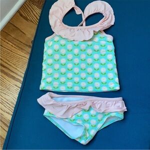Shrimp and grits Girls' Pink & Mint Floral Tankini Swim Set